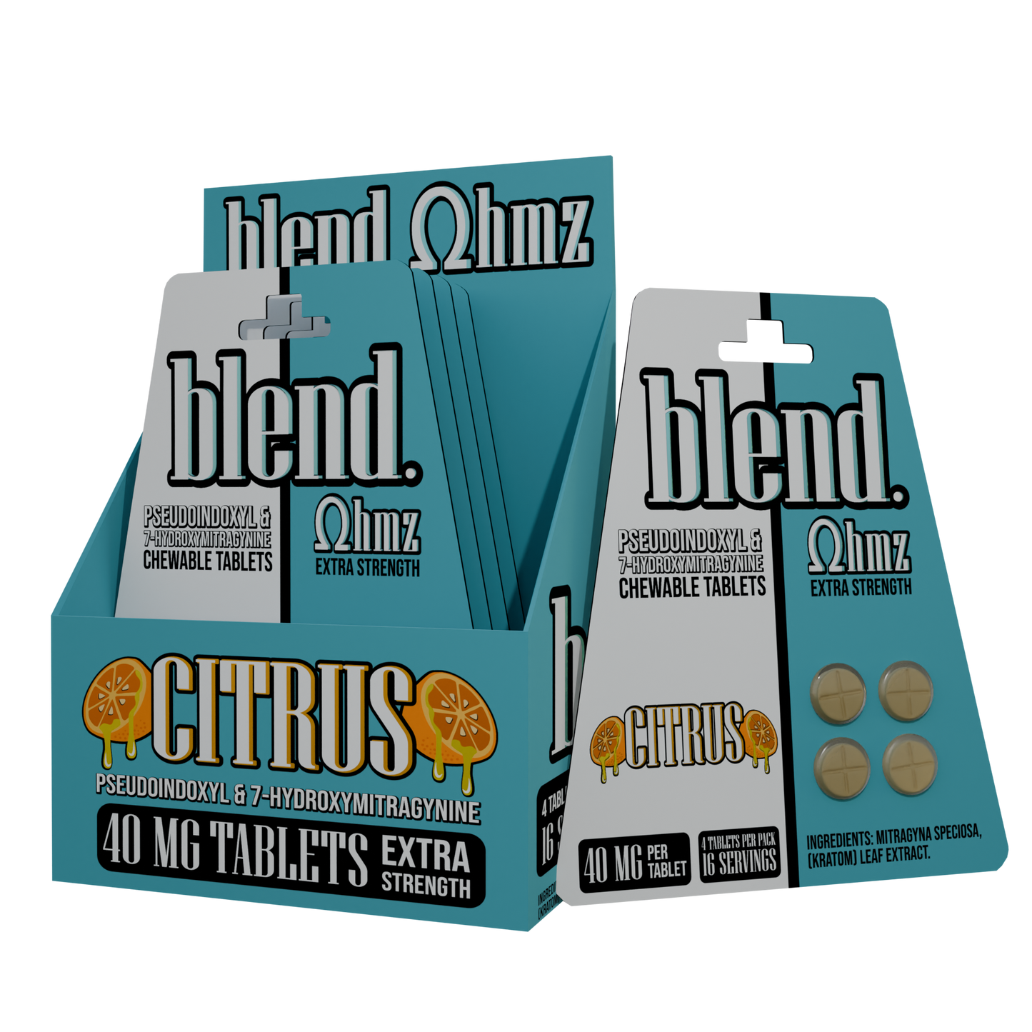 Blend. Pseudoindoxyl & 7-Hydroxymitragynine Chewable Tablets 40mg 4ct (5/pack) [DROPSHIP]