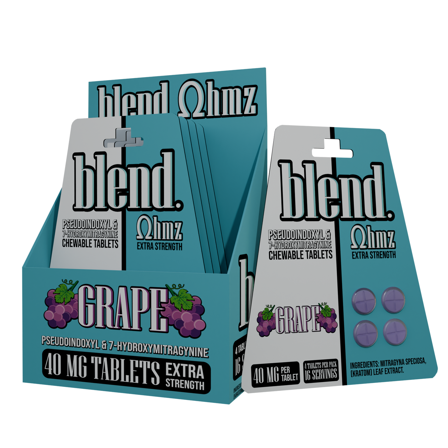 Blend. Pseudoindoxyl & 7-Hydroxymitragynine Chewable Tablets 40mg 4ct (5/pack) [DROPSHIP]