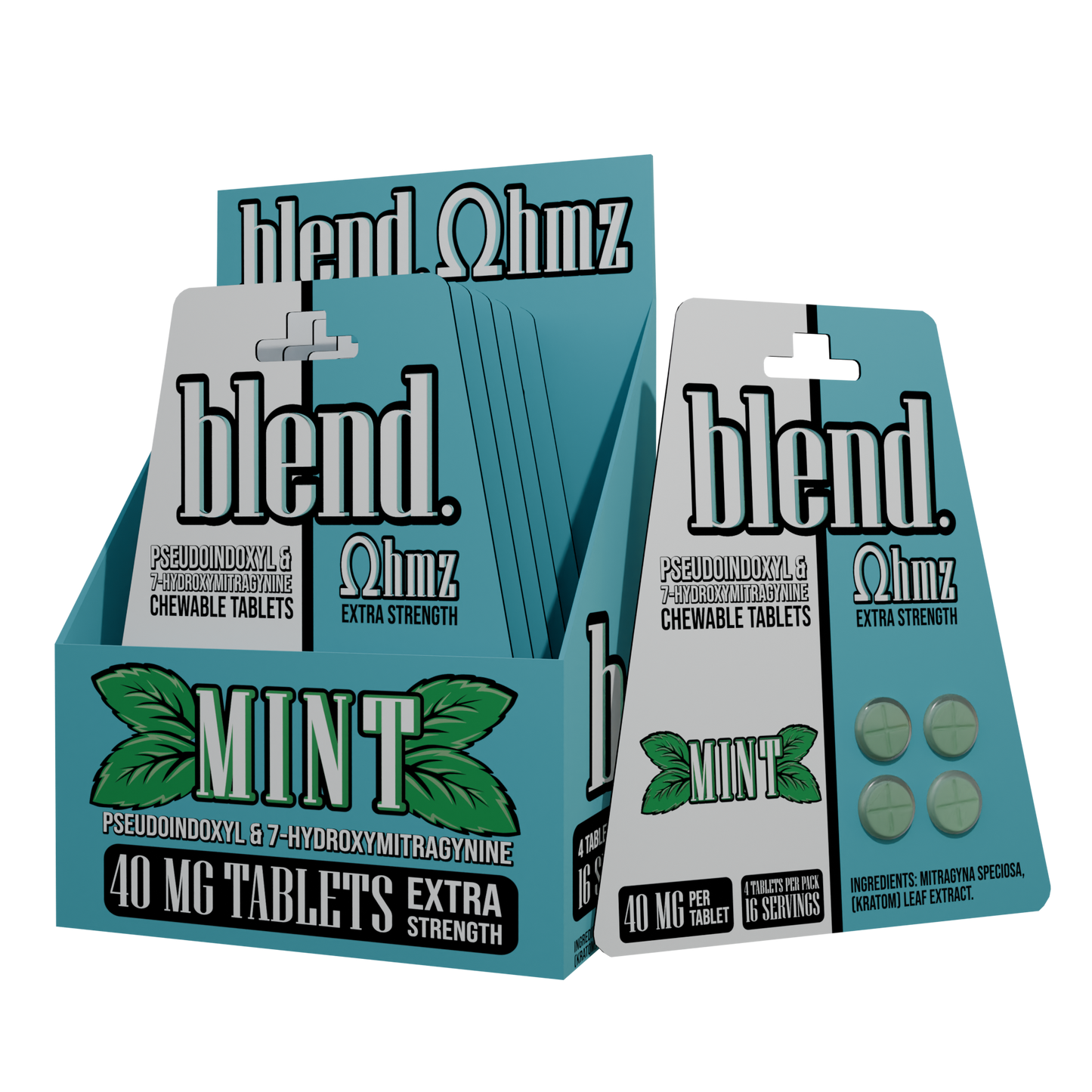 Blend. Pseudoindoxyl & 7-Hydroxymitragynine Chewable Tablets 40mg 4ct (5/pack) [DROPSHIP]