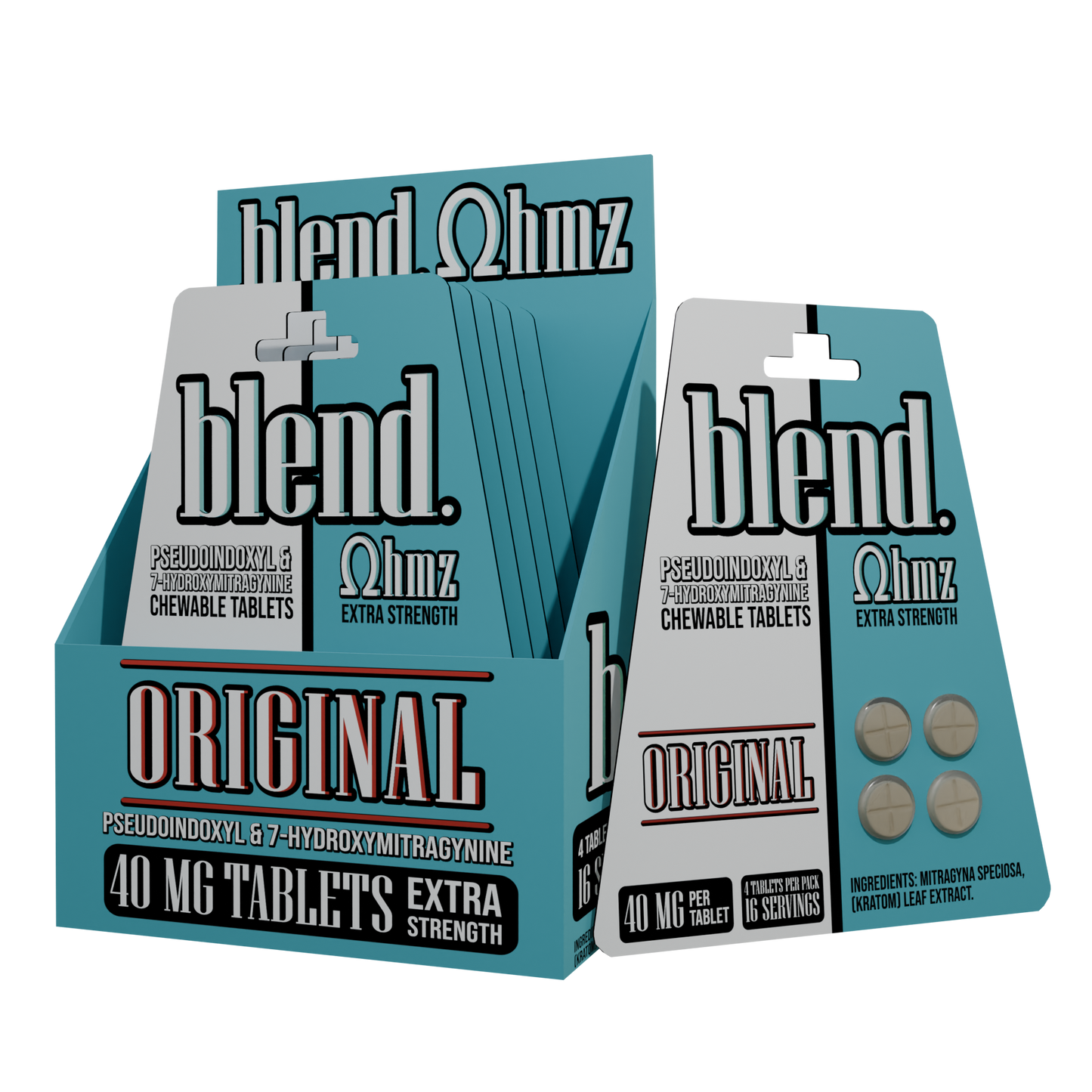 Blend. Pseudoindoxyl & 7-Hydroxymitragynine Chewable Tablets 40mg 4ct (5/pack) [DROPSHIP]