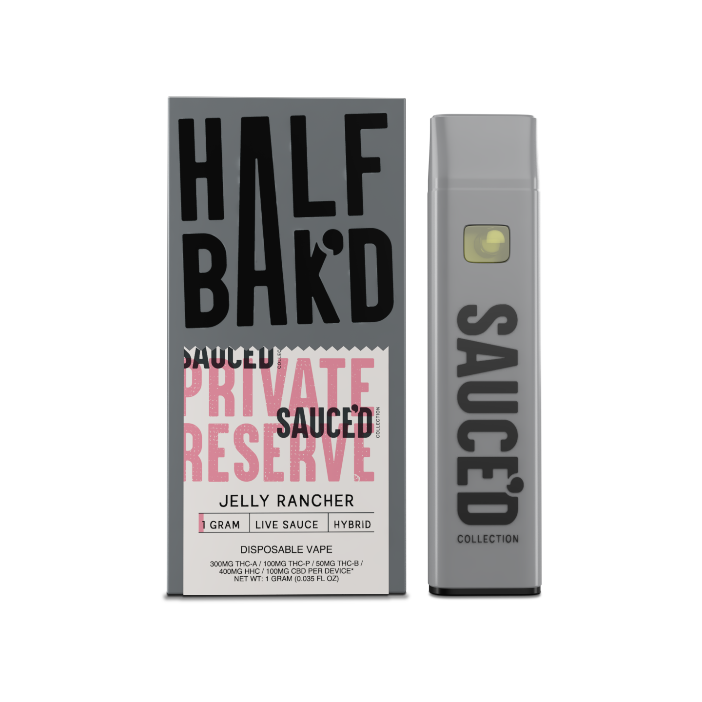 Half Bakd Sauced Live Resin Private Reserve Disposable 1g (5/pack) [DROPSHIP]