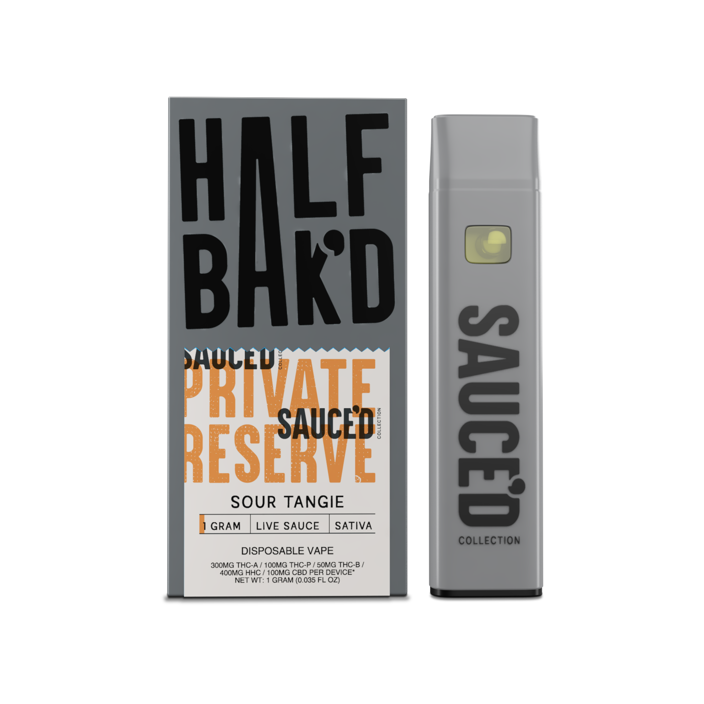 Half Bakd Sauced Live Resin Private Reserve Disposable 1g (5/pack) [DROPSHIP]