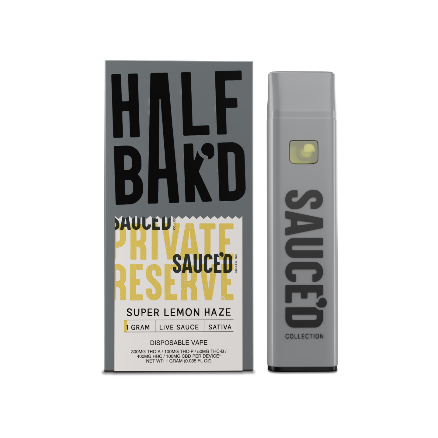 Half Bakd Sauced Live Resin Private Reserve Disposable 1g (5/pack) [DROPSHIP]