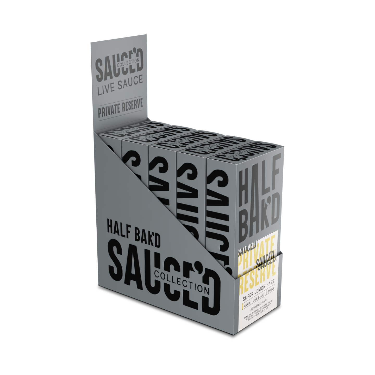 Half Bakd Sauced Live Resin Private Reserve Disposable 1g (5/pack) [DROPSHIP]