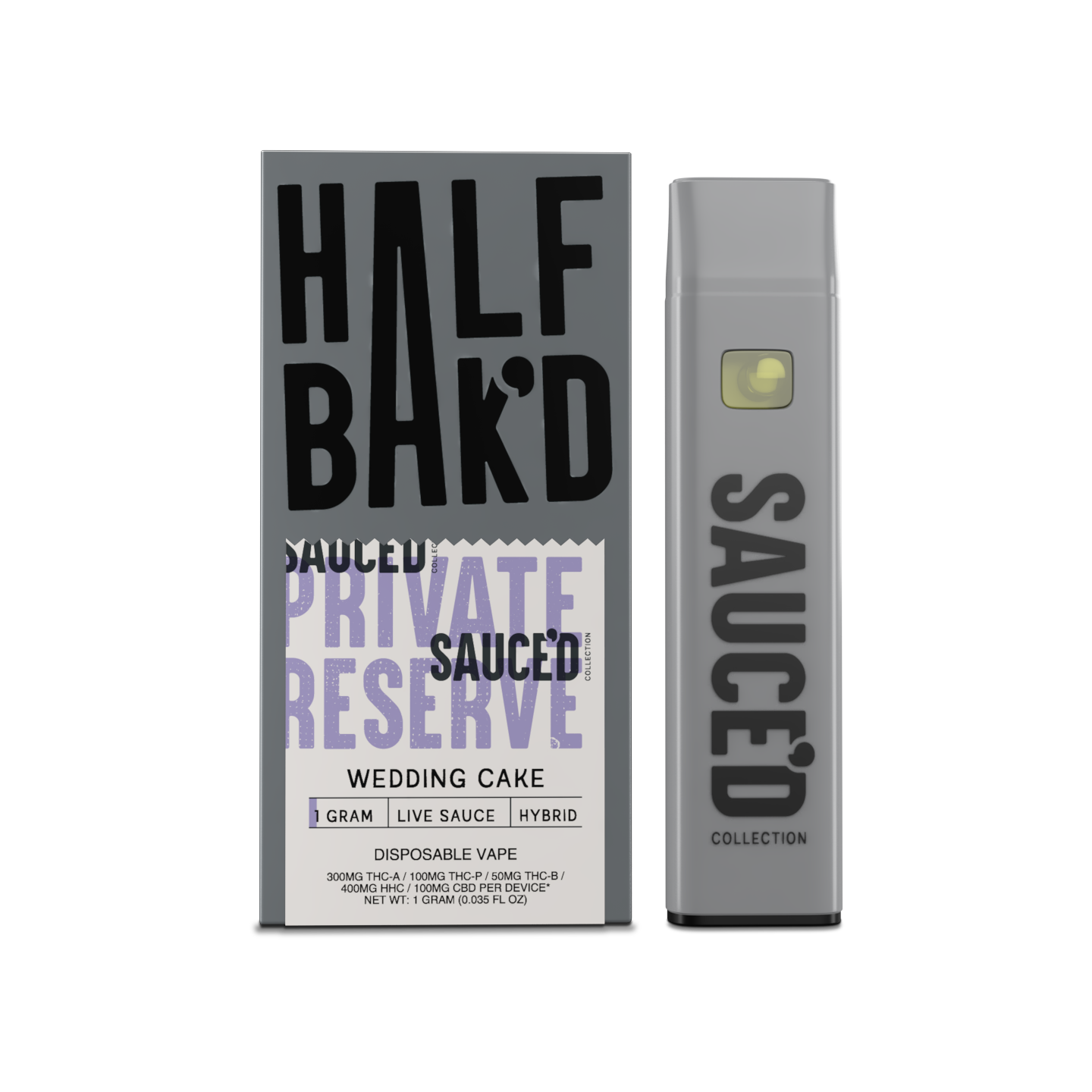 Half Bakd Sauced Live Resin Private Reserve Disposable 1g (5/pack) [DROPSHIP]