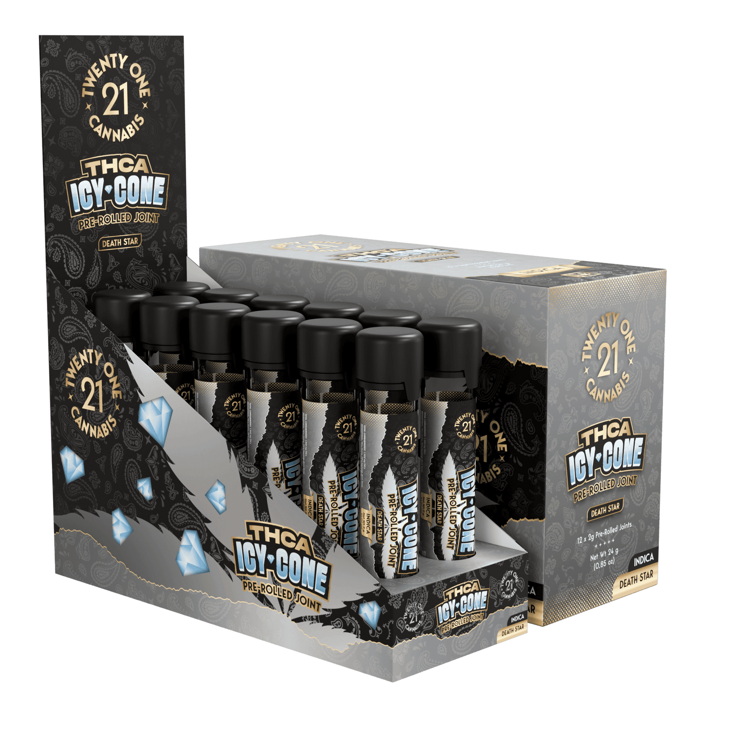 Twenty One THC-A Icy Cones Pre Roll 2g (12/pack) [DROPSHIP]