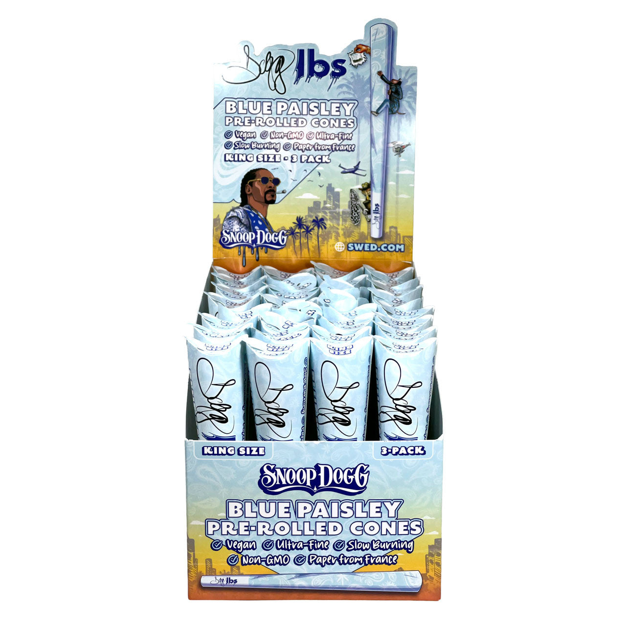 Dogg Lbs Blue Paisley Pre-Rolled Cones King Size 3ct (32/pack)