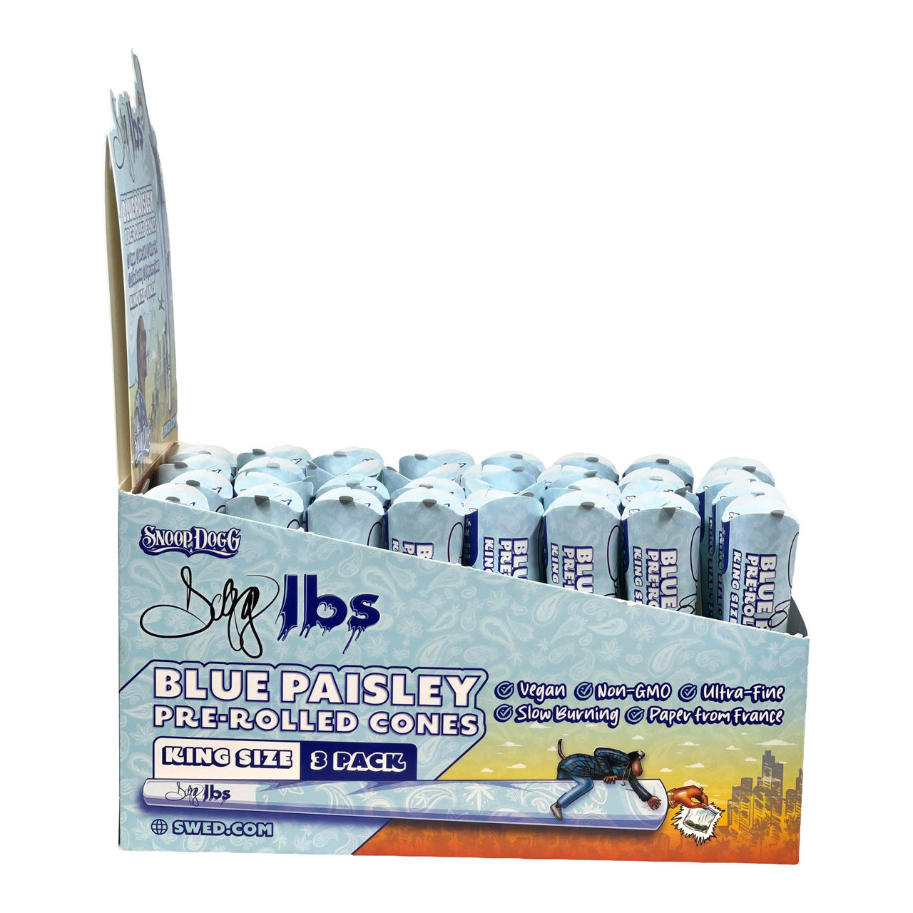 Dogg Lbs Blue Paisley Pre-Rolled Cones King Size 3ct (32/pack)