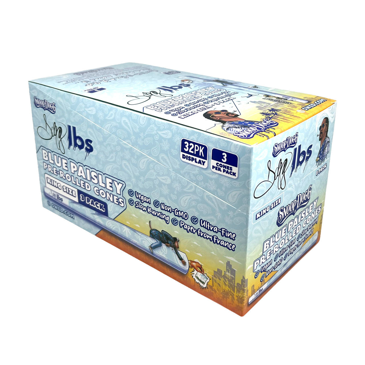 Dogg Lbs Blue Paisley Pre-Rolled Cones King Size 3ct (32/pack)