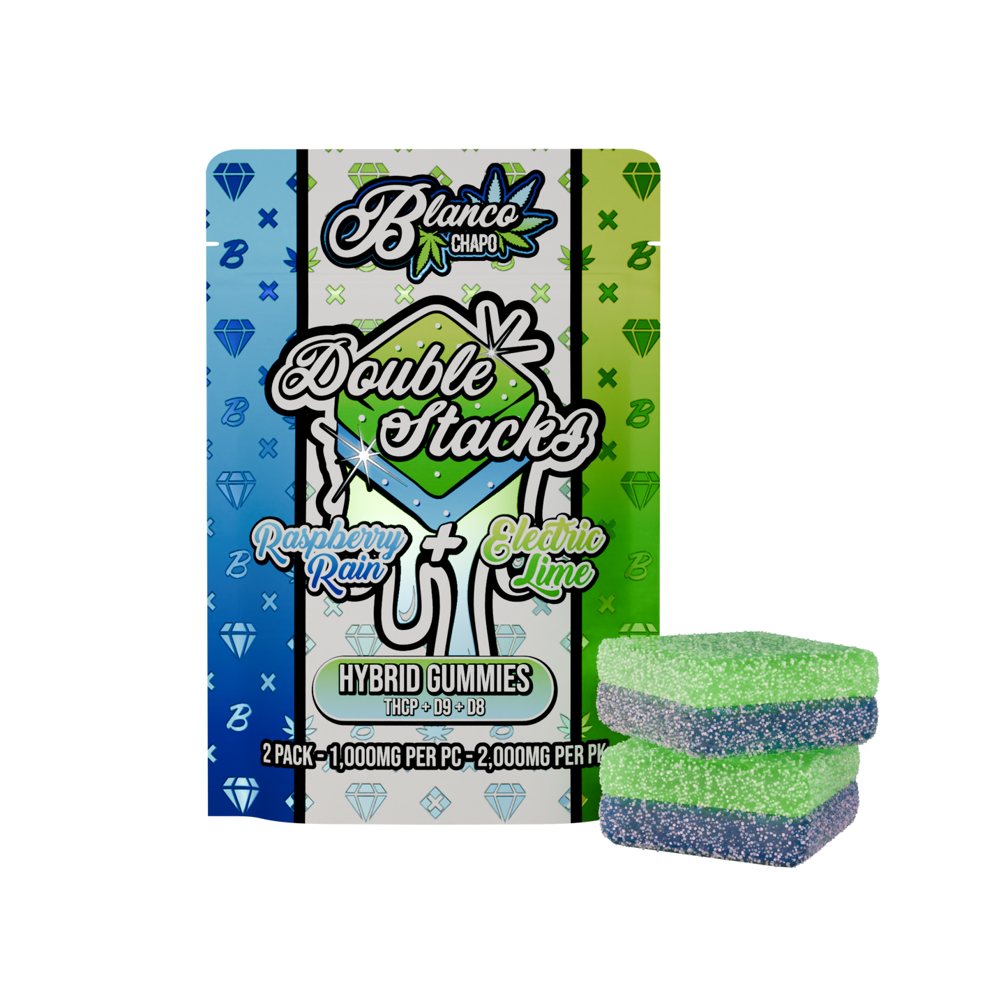 Chapo Blanco Double Stacks THC-P Gummies 2000mg 2ct (30/Pack) [DROPSHIP]