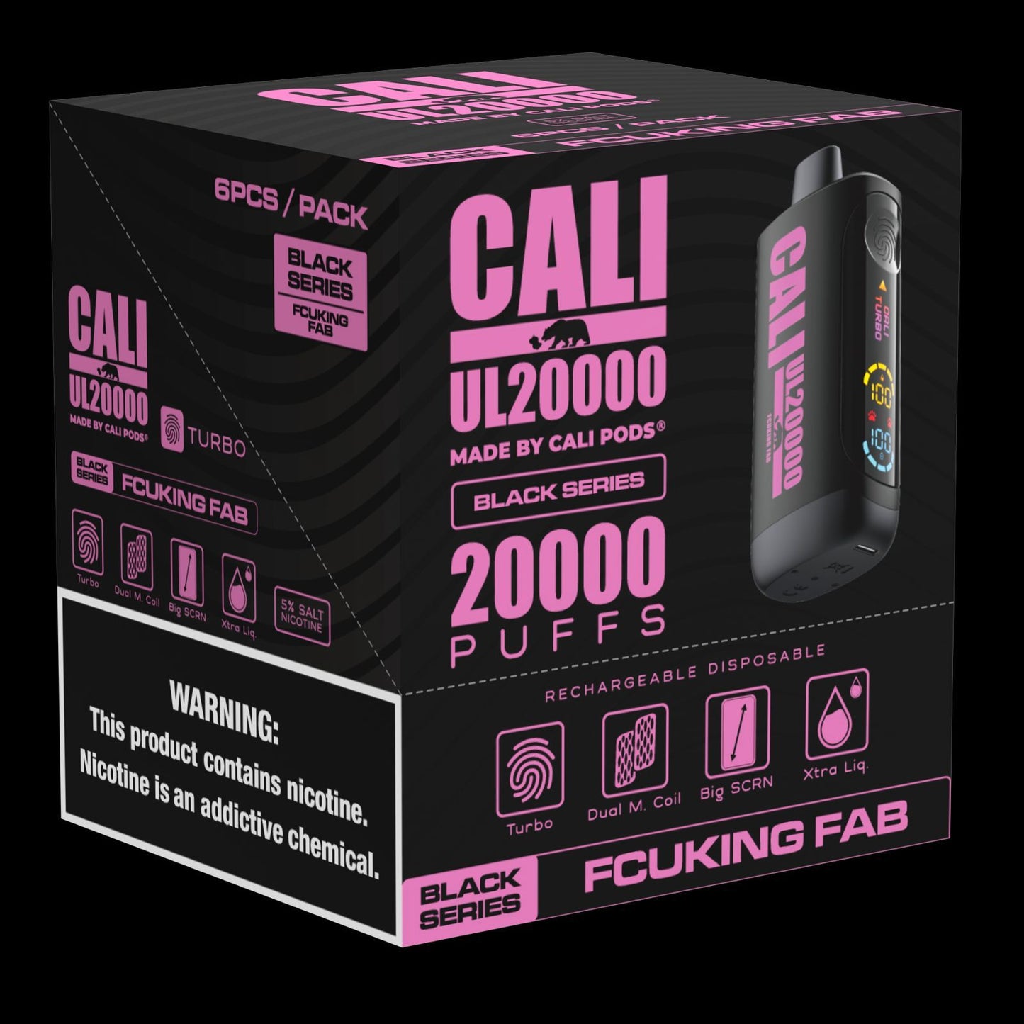 Cali UL20000 Black Series Disposable 20mL (6/pack) [DROPSHIP]