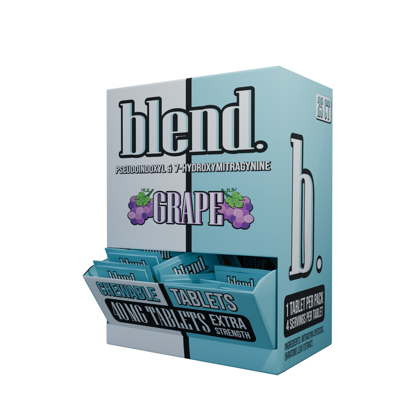 Blend. Pseudoindoxyl & 7-Hydroxymitragynine Chewable Tablets 40mg 1ct (25/pack) [DROPSHIP]