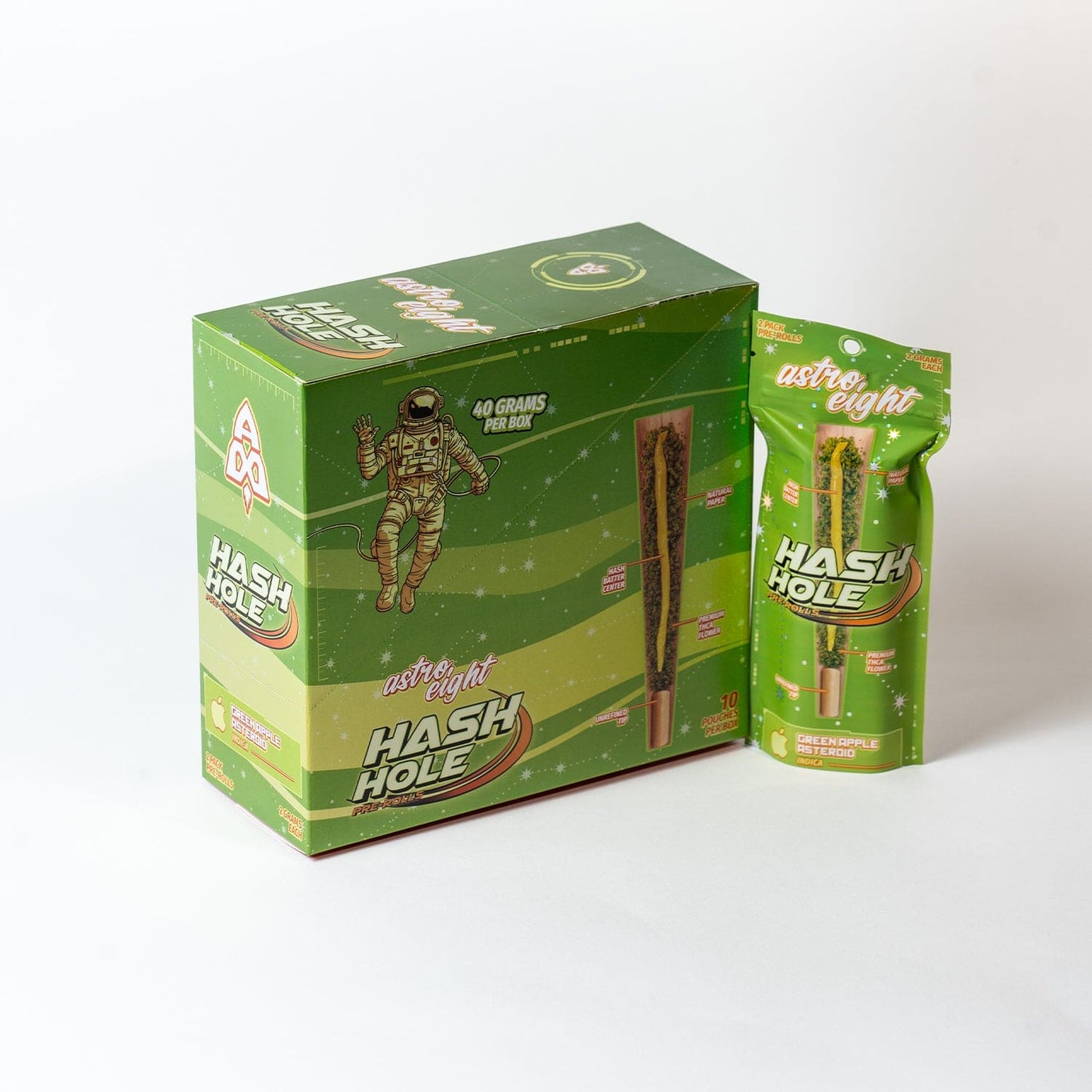 Astro Eight THC-A Hash Hole Pre Rolls 2g 2ct (10/pack)