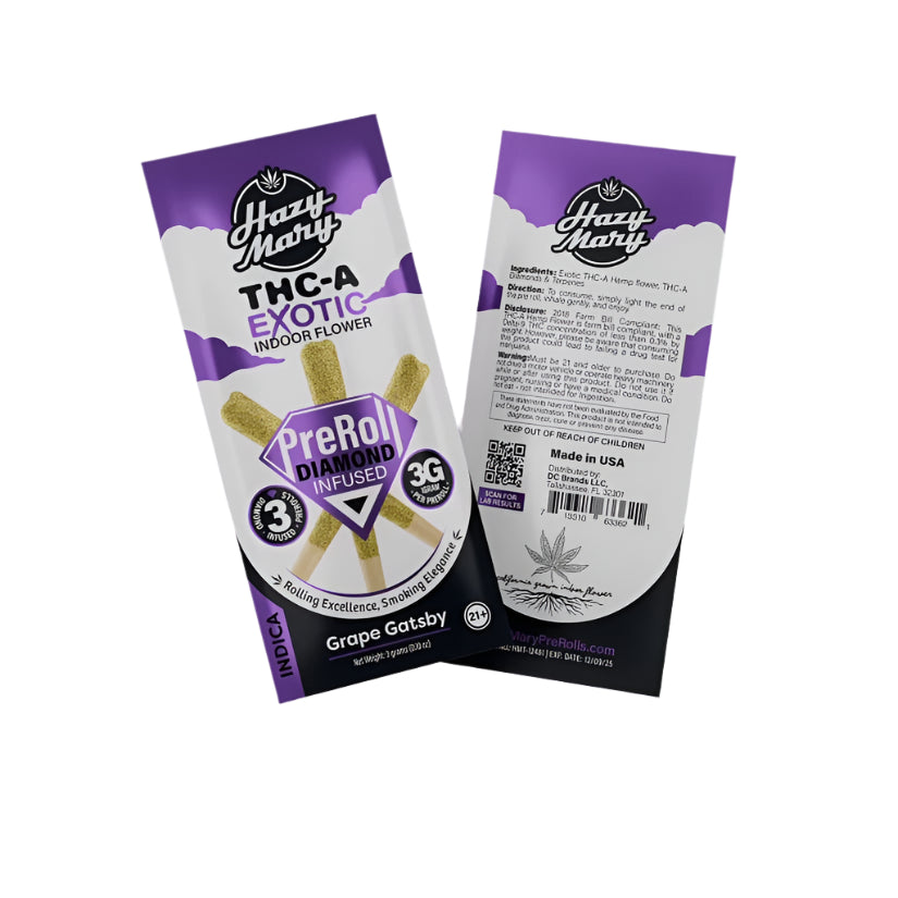 Hazy Mary Exotic Diamond Infused Pre Roll 1g 3ct (SINGLE)