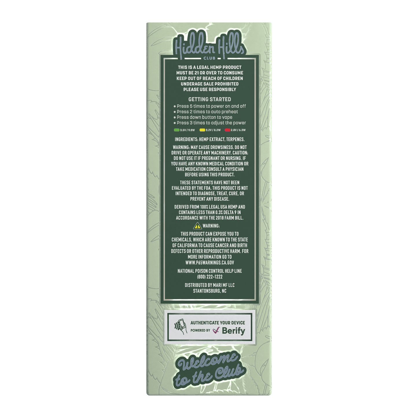 Hidden Hills Club Bussin Blend Disposable 2g (5/pack)