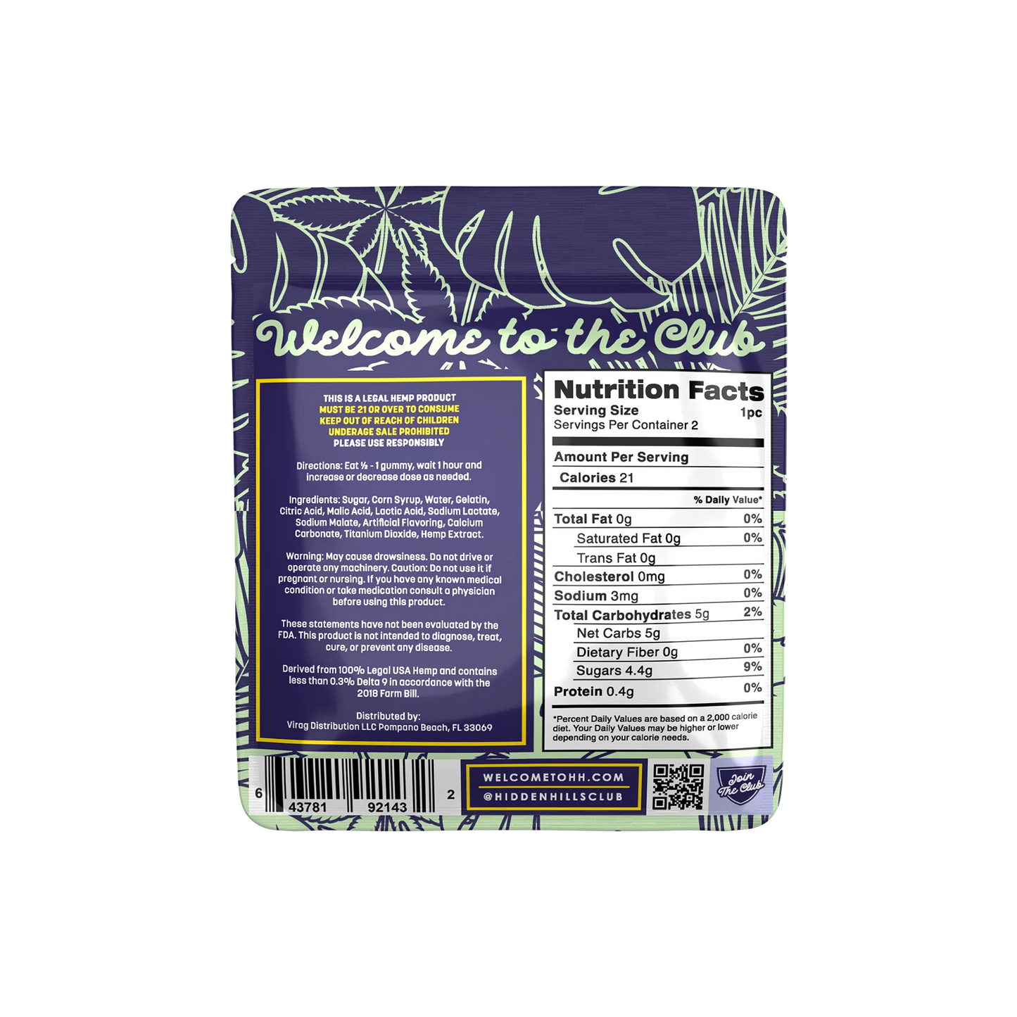 Hidden Hills Club Heady Blend Edibles 1000mg 2ct (30/pack)