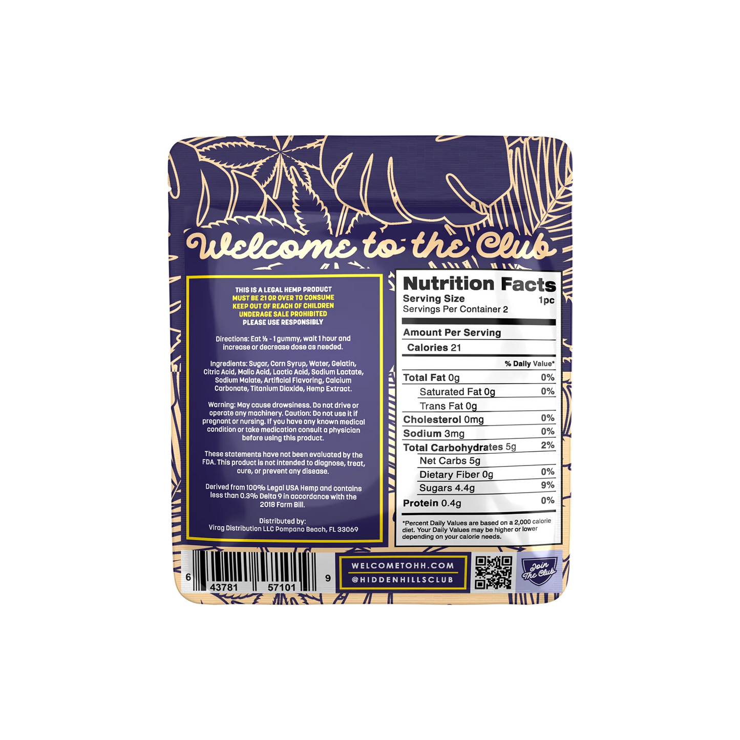 Hidden Hills Club Heady Blend Edibles 1000mg 2ct (30/pack)