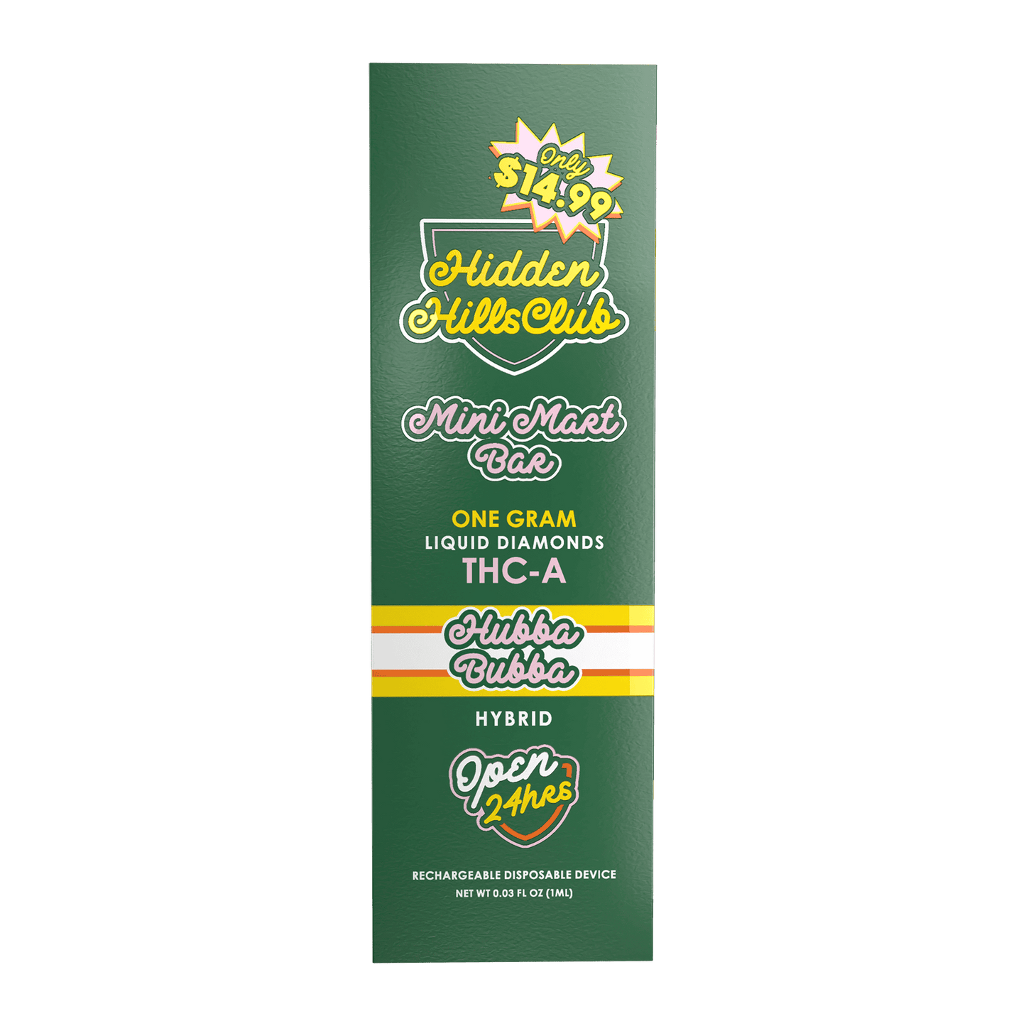 Hidden Hills $14.99 Pre Priced Mini Mart Bar THC-A Disposable 1g (5/pack)