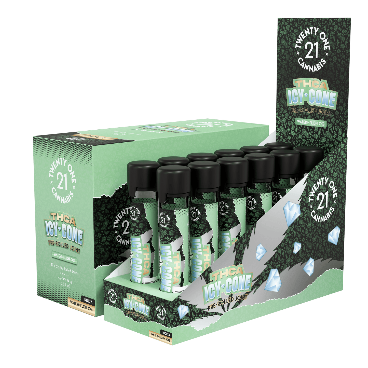 Twenty One THC-A Icy Cones Pre Roll 2g (12/pack) [DROPSHIP]
