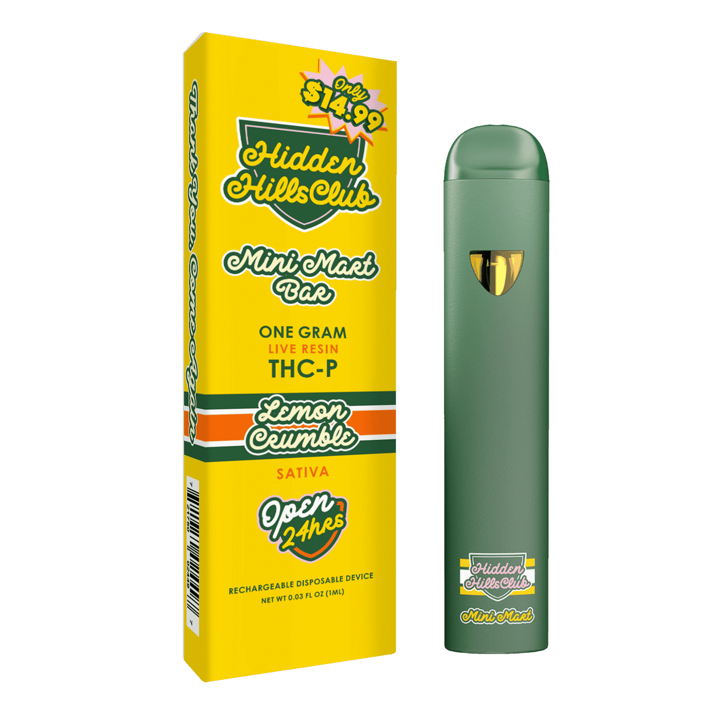 Hidden Hills $14.99 Pre Priced Mini Mart Bar THC-P Disposable 1g (5/pack)