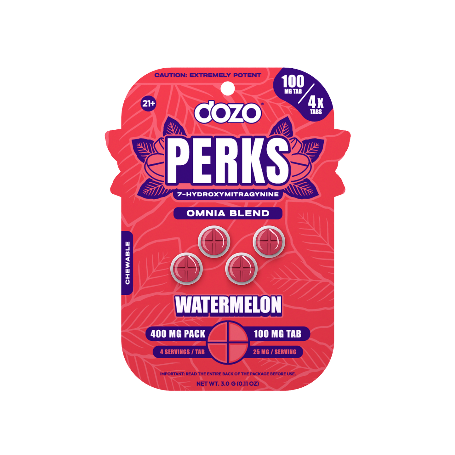 Dozo 7-Hydroxy Perks Tablet 4ct 100mg (SINGLE)