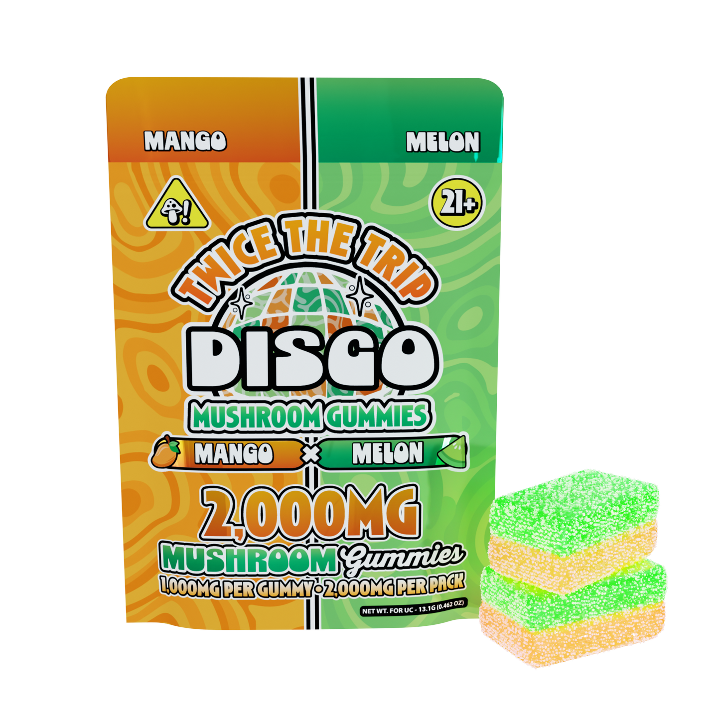 Disco By Chapo Extrax Twice The Trip Magic Mushroom Gummies 2000mg 2ct (20/Pack) [DROPSHIP]