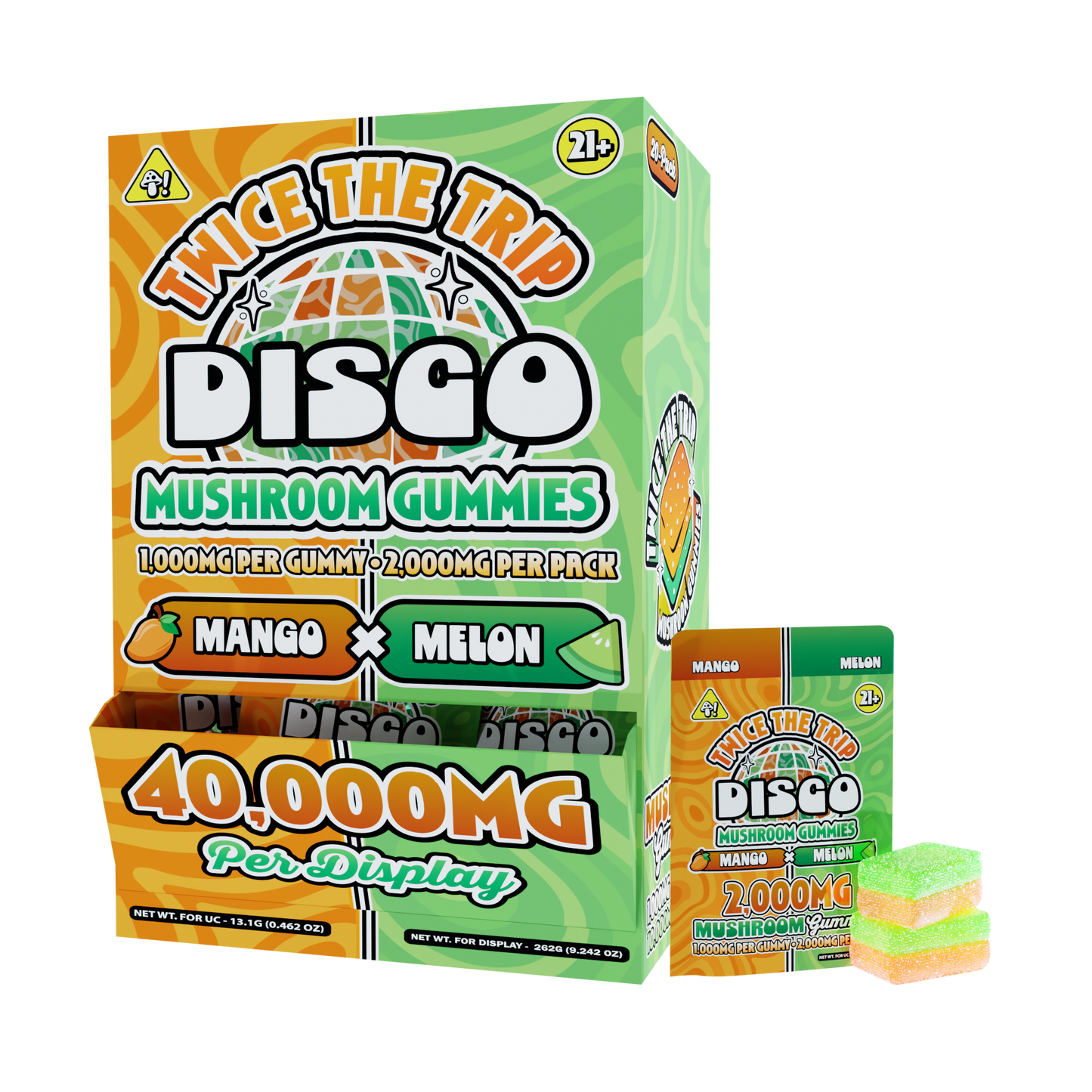 Disco By Chapo Extrax Twice The Trip Magic Mushroom Gummies 2000mg 2ct (20/Pack) [DROPSHIP]