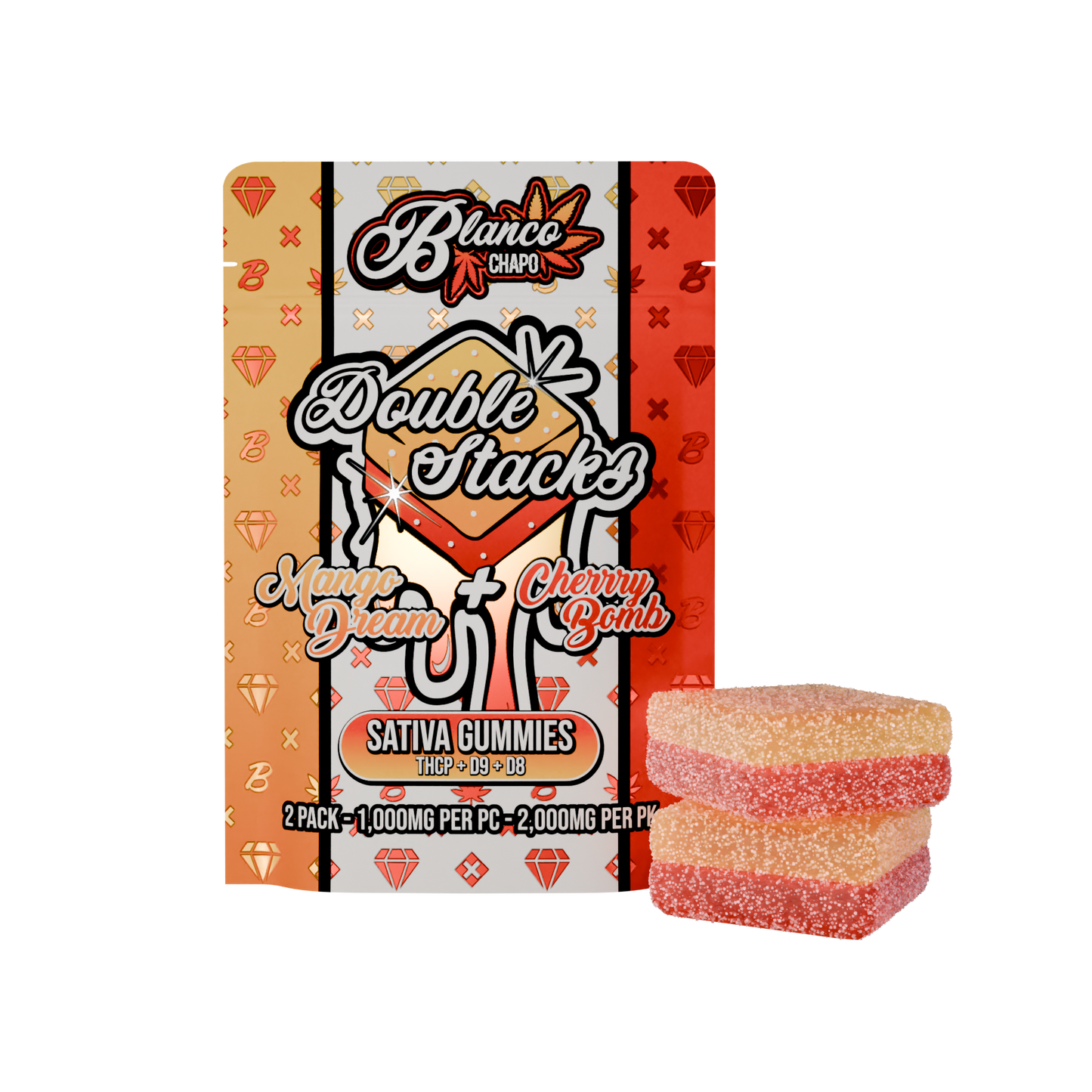 Chapo Blanco Double Stacks THC-P Gummies 2000mg 2ct (30/Pack) [DROPSHIP]