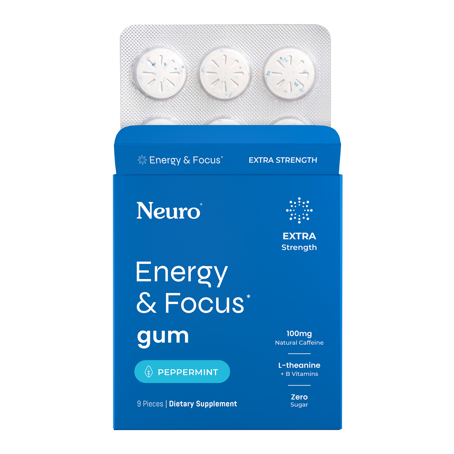 Neuro Energy And Focus Gum Extra Strength 6ct (10/pack)