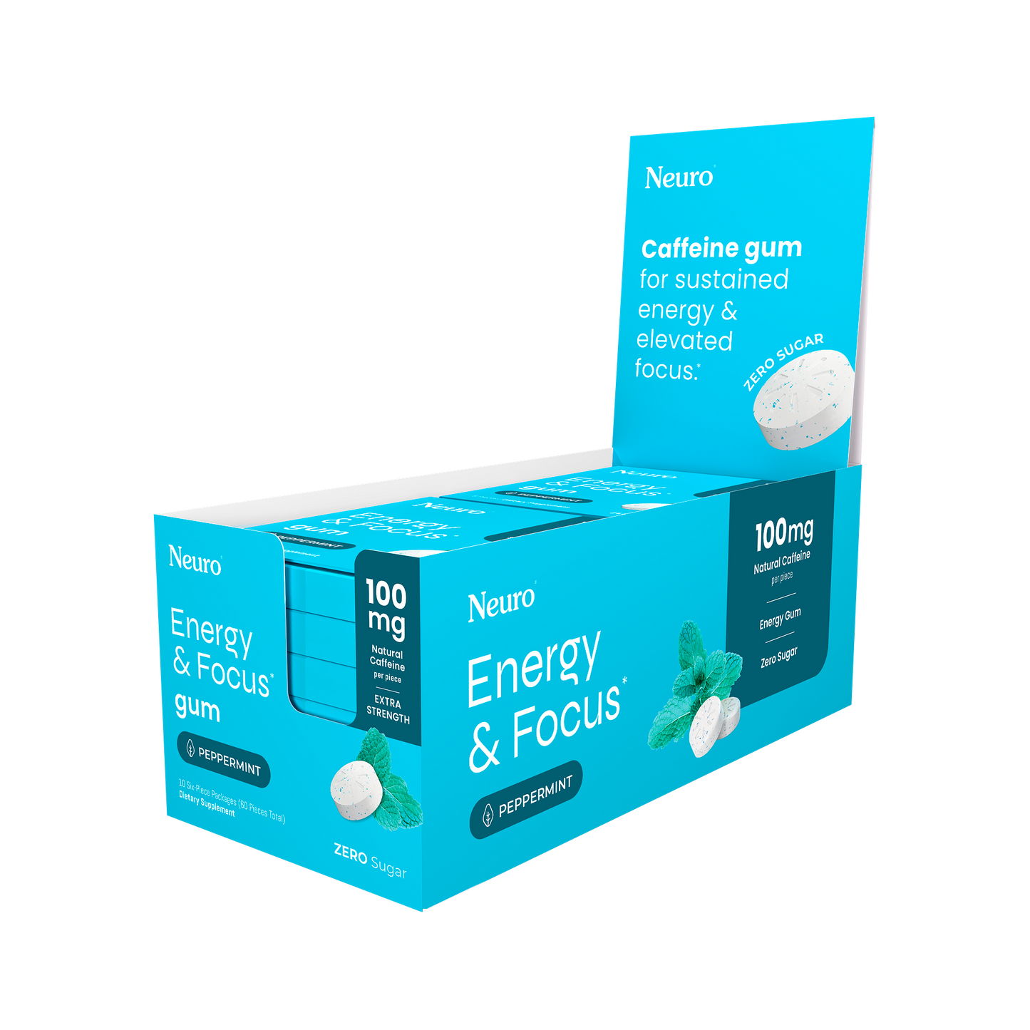 Neuro Energy And Focus Gum Extra Strength 6ct (10/pack)