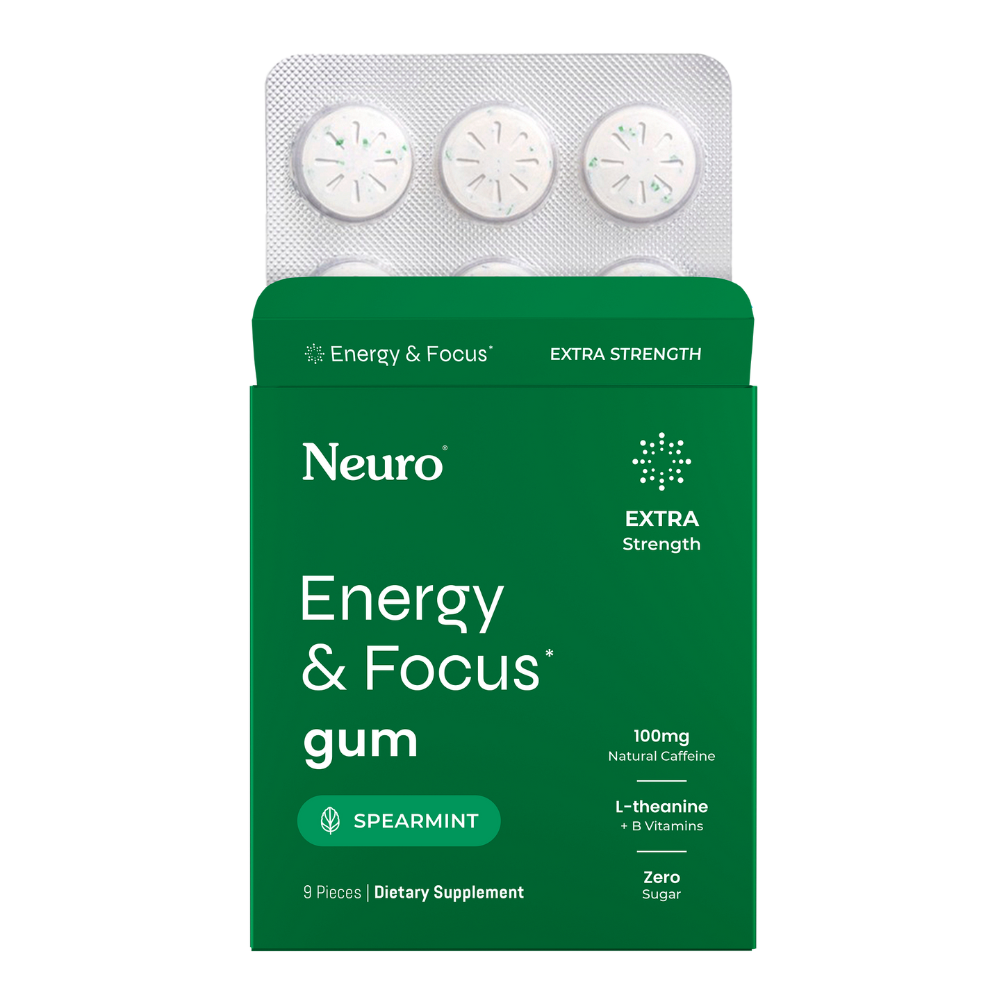 Neuro Energy And Focus Gum Extra Strength 6ct (10/pack)