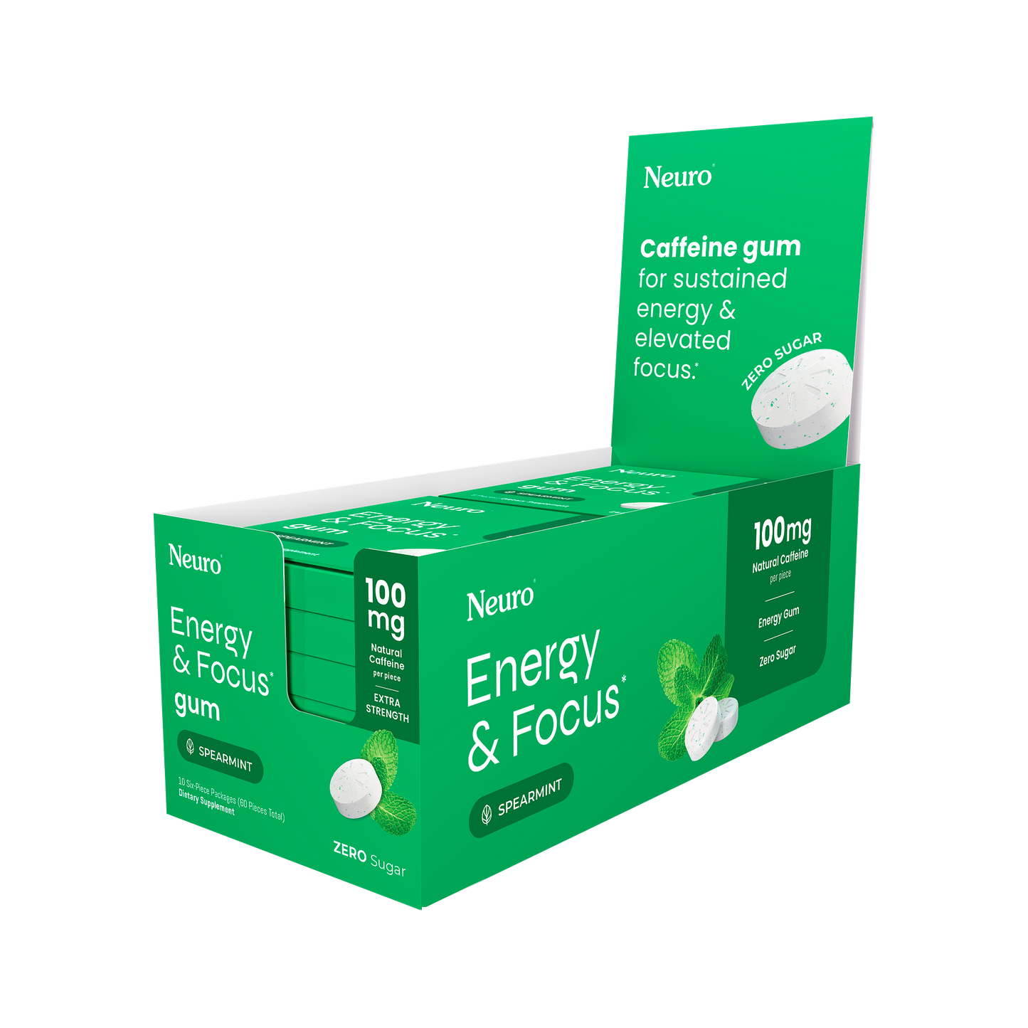 Neuro Energy And Focus Gum Extra Strength 6ct (10/pack)