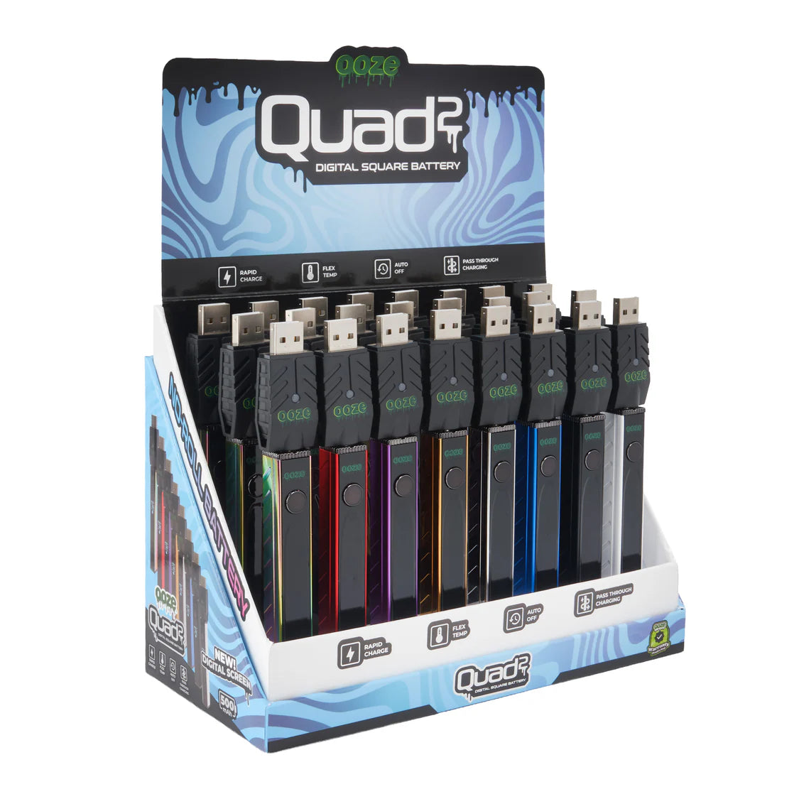 Ooze Quad 2 Battery Display (24/pack) - Assorted Colors
