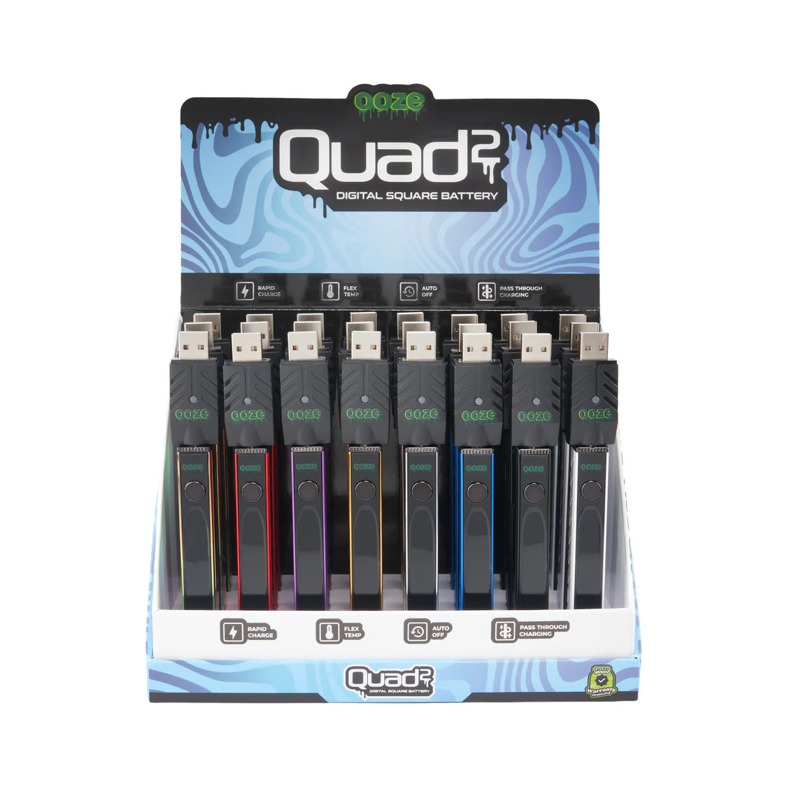Ooze Quad 2 Battery Display (24/pack) - Assorted Colors