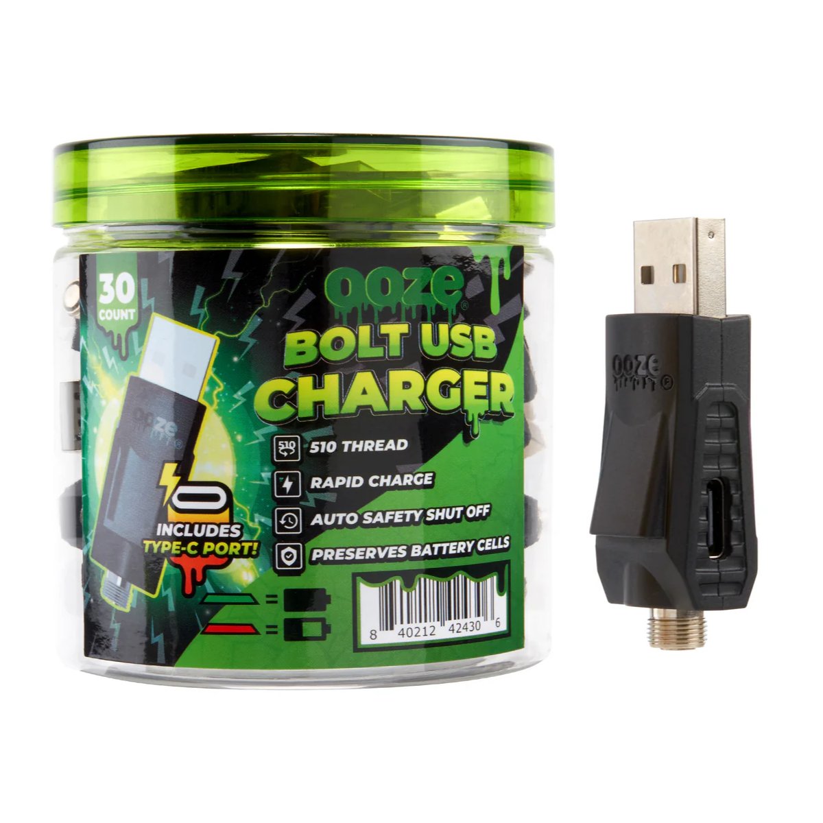Ooze Bolt USB Charger 510 (30/pack)