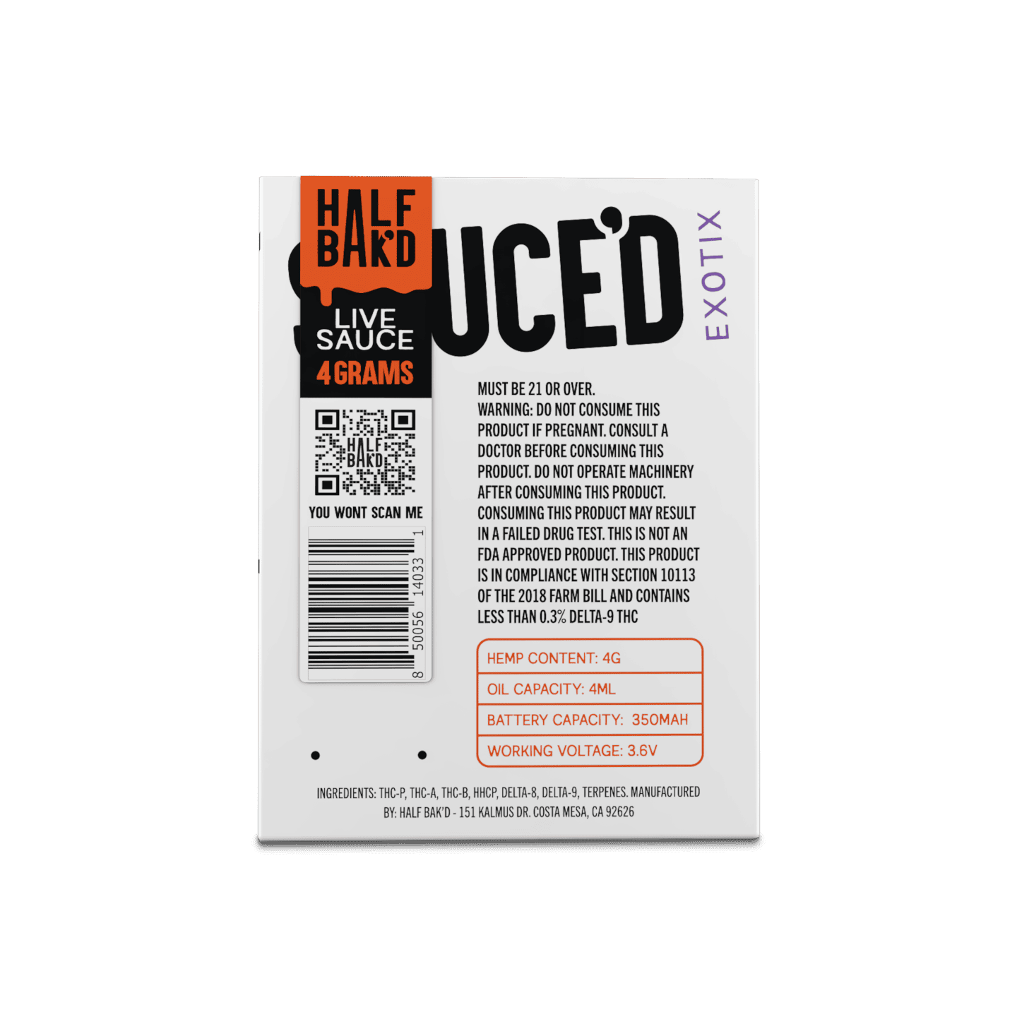 Half Bakd Sauced Exotix Disposable 4g (5/pack) [DROPSHIP]