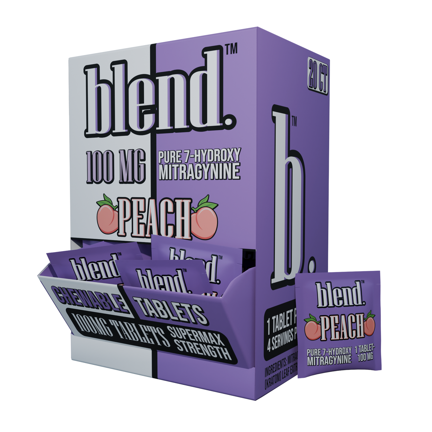 Blend. Pure 7-Hydroxy Chewable Tablets 100mg (20/pack) [DROPSHIP]