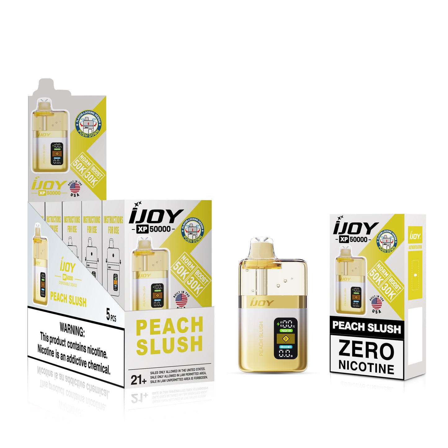 iJoy XP50K Zero Nicotine Disposable 20mL (5/pack) [Built in USA]