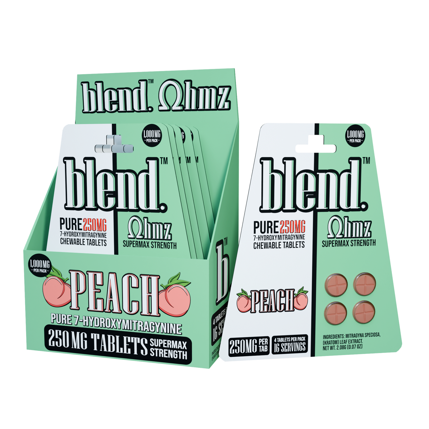Blend. Pure 7-Hydroxy Chewable Tablets 250mg 4ct (5/pack) [DROPSHIP]