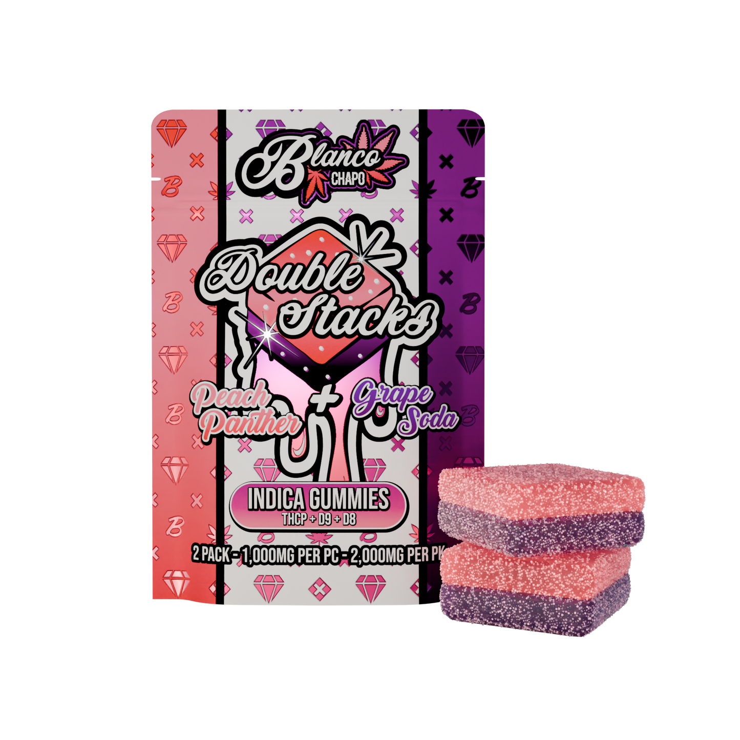 Chapo Blanco Double Stacks THC-P Gummies 2000mg 2ct (30/Pack) [DROPSHIP]