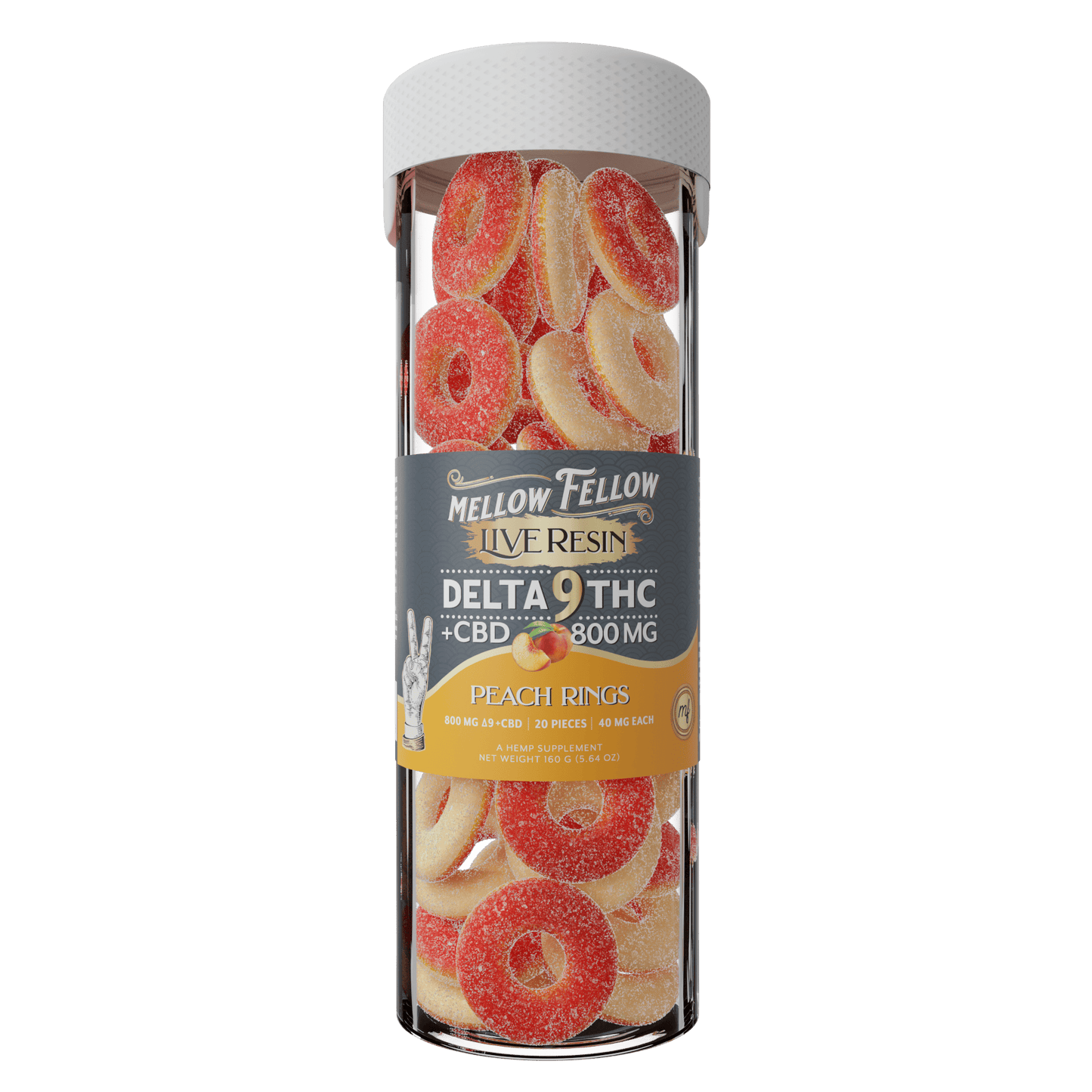 Mellow Fellow D9 Live Resin Edible Rings Jar 800mg (6/pack) [DROPSHIP]