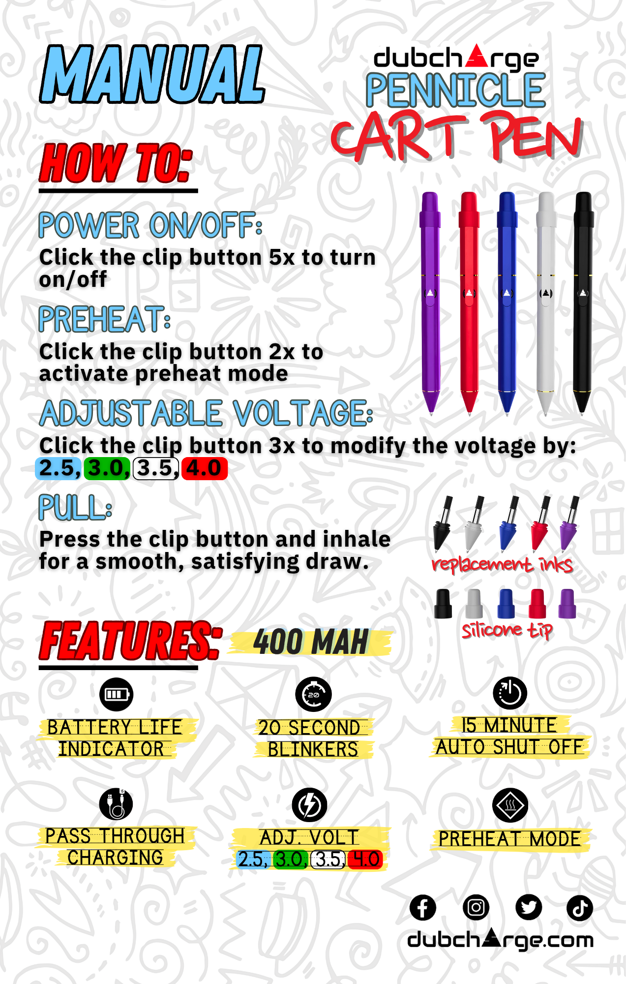 DubCharge Pennicle Cartridge Pen Battery (SINGLE) [DROPSHIP]