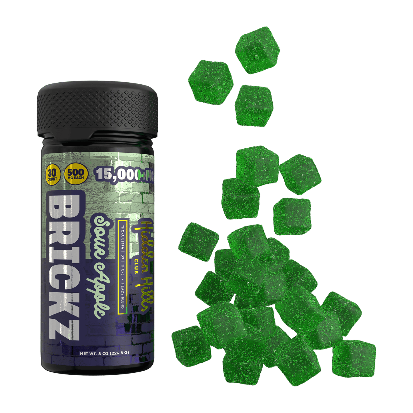 Hidden Hills Club Heady Blend Brickz Edibles 30ct 15000mg (6/pack)