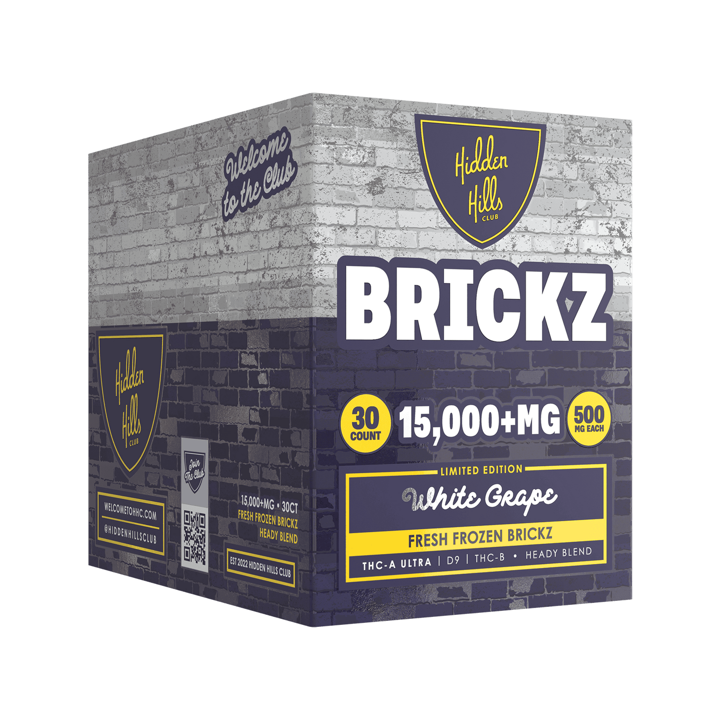 Hidden Hills Club Heady Blend Brickz Edibles 30ct 15000mg (6/pack)