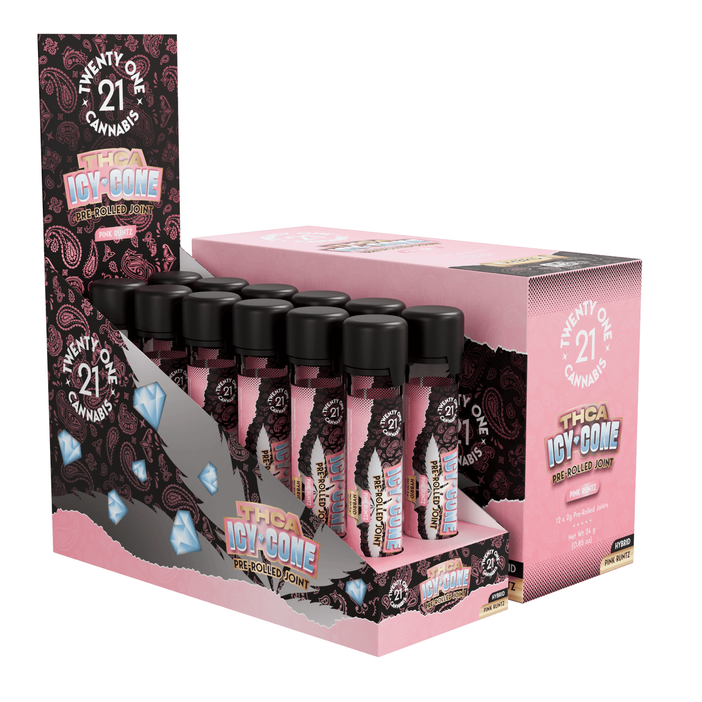 Twenty One THC-A Icy Cones Pre Roll 2g (12/pack) [DROPSHIP]