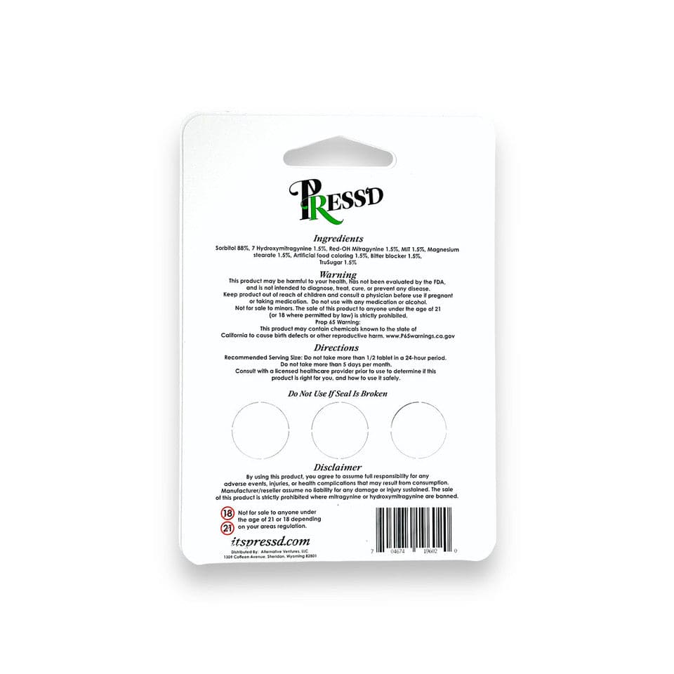 PressD Hulk Blend 7OH + Red OH Tablets 30mg 3ct (SINGLE)