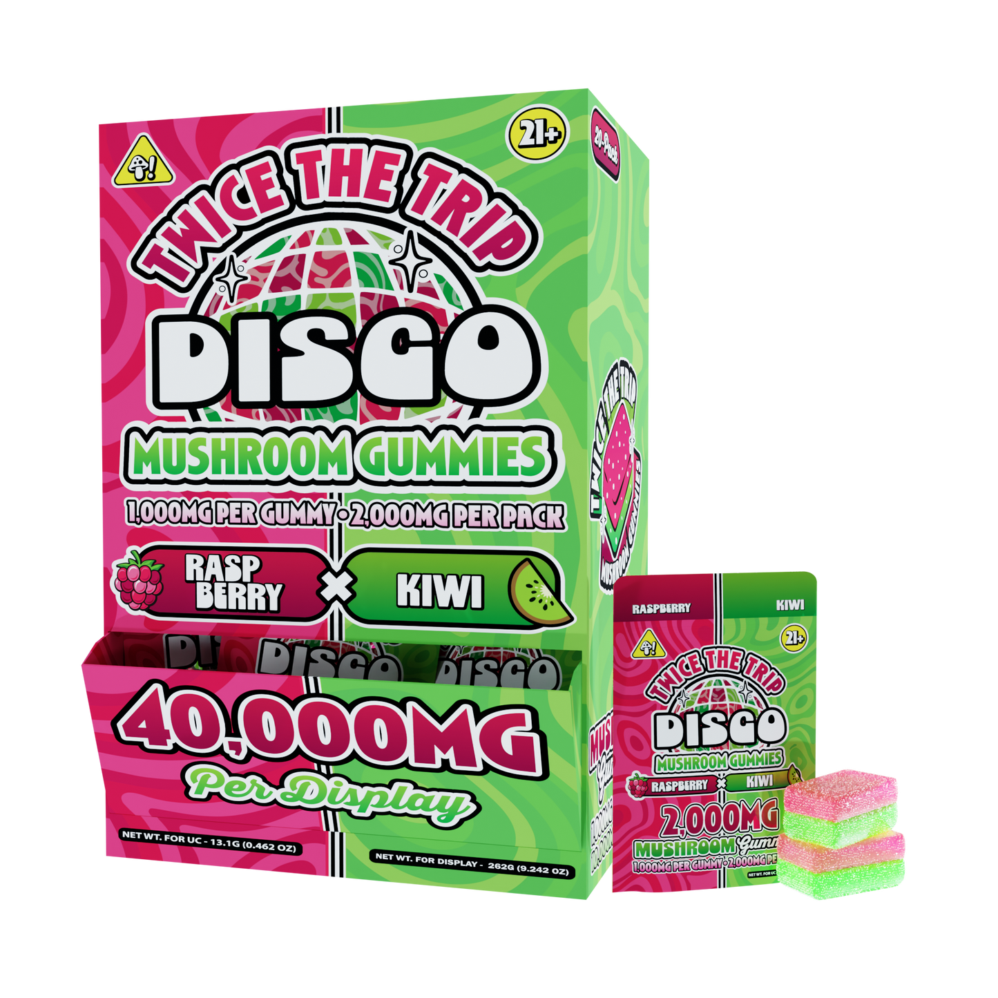 Disco By Chapo Extrax Twice The Trip Magic Mushroom Gummies 2000mg 2ct (20/Pack) [DROPSHIP]