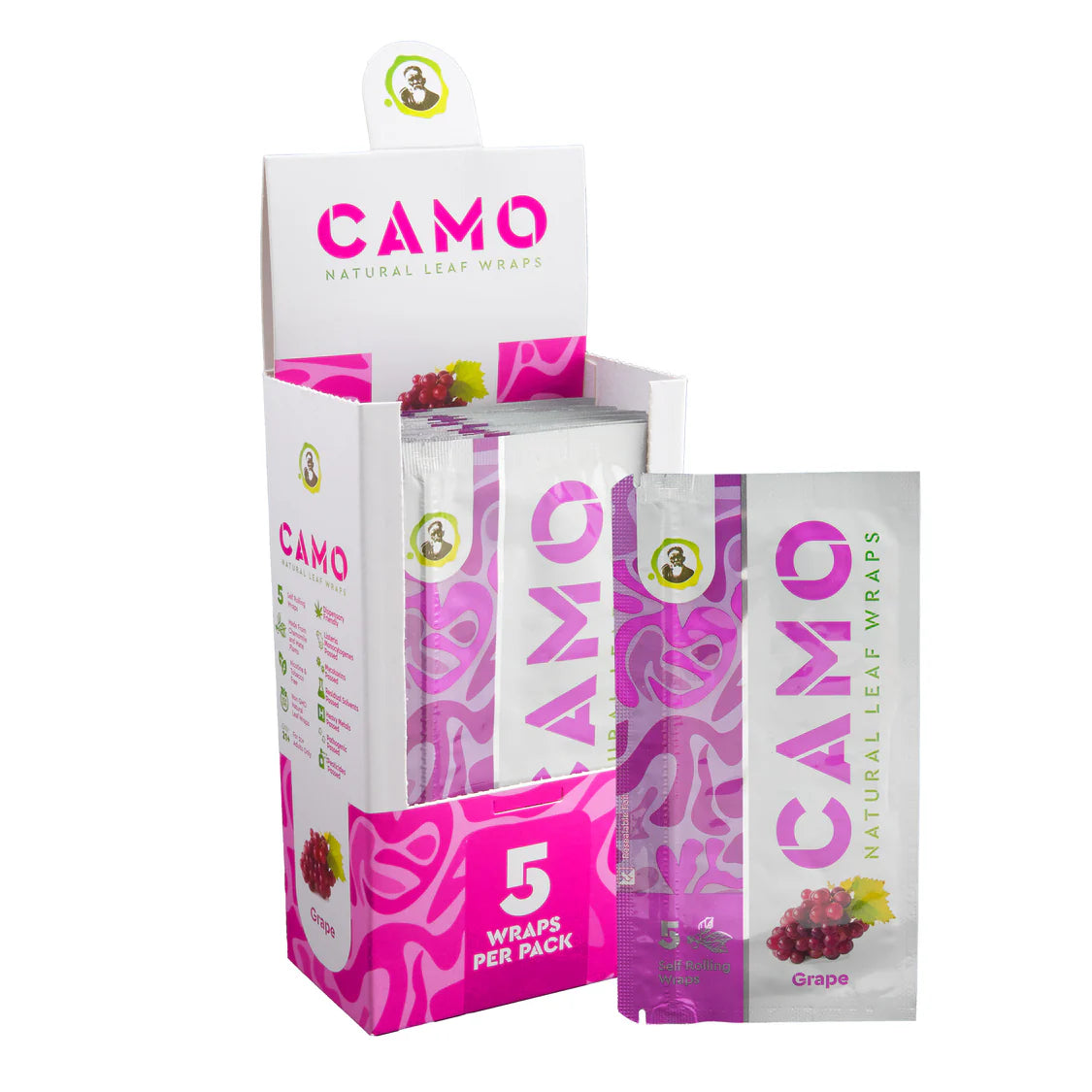 Camo Natural Leaf Wraps 5ct (25/pack)