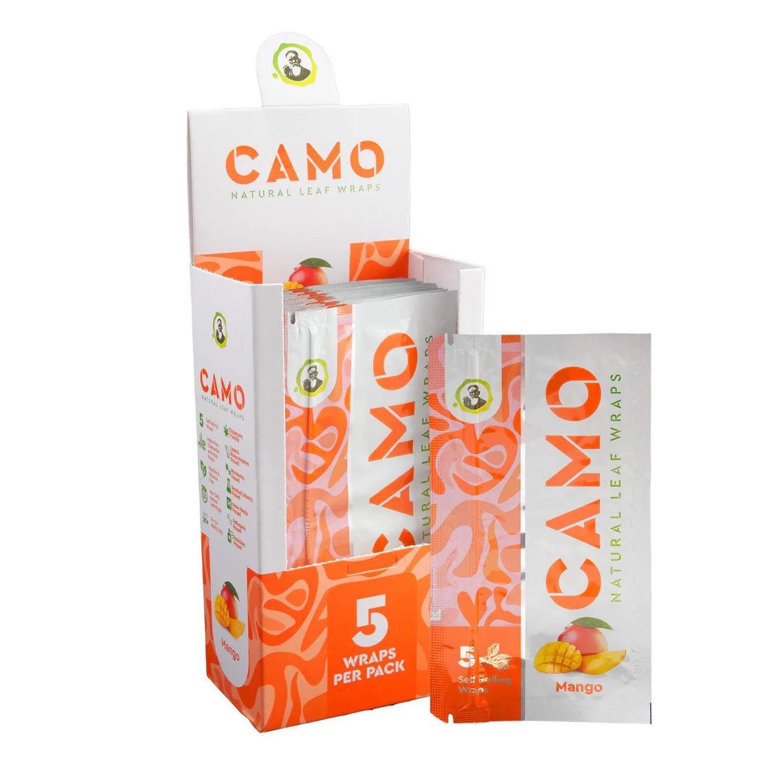 Camo Natural Leaf Wraps 5ct (25/pack)