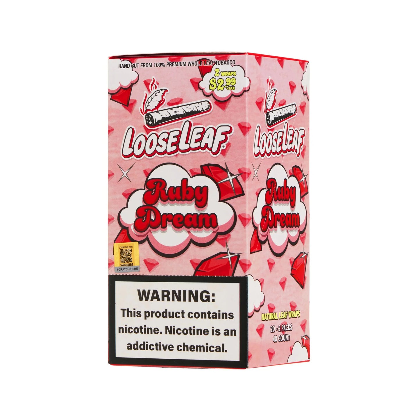 Looseleaf $2.99 Pre Priced Tobacco Wraps 2ct (20/pack)